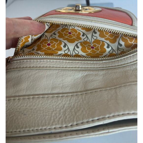 EMMA FOX Crossbody Pebble Cream Orange Pebble Leather Shoulder Bag Purse - Picture 10 of 15